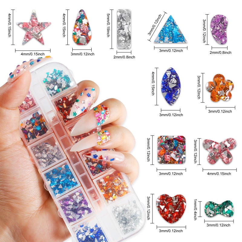 Allstarry Nail Gems, 2500PCS Colorful Rhinestones for Nails, Muliti-Shape Nail Charms and Gems 2-5mm Nail Rhinestones for Bedazzling Gems Jewels for Nails Gem Small Nail Art Charms Nail Supplies - Image 3